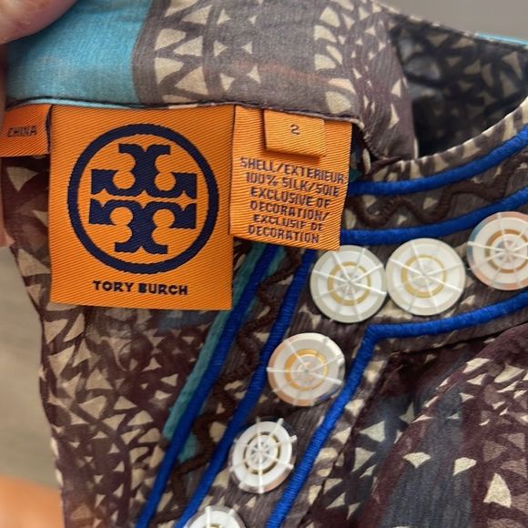 Tory Burch Blue and Brown Maxi Beach Coverup NWOT - Picture 4 of 4